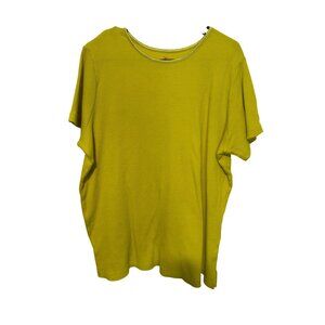 Woman Within Knit Top Yellow green Waffle Womans 1X
